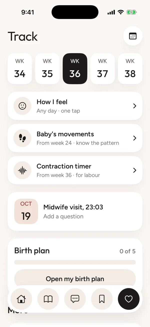 Mia Track screen